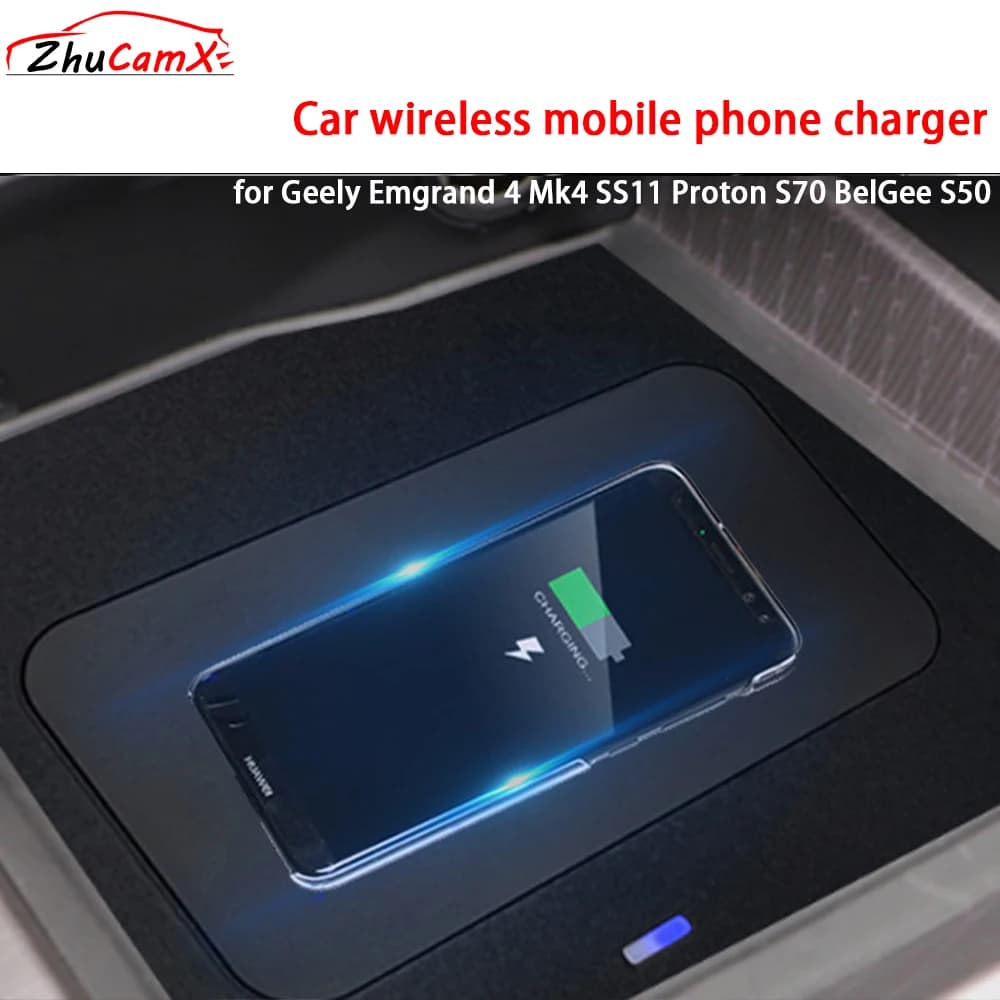 Per Geely Emgrand 4 Mk4 SS11 Proton S70 BelGee S50 Console centrale di archiviazione Caricatore per telefono cellulare wireless 18W iPhone Ricarica rapida