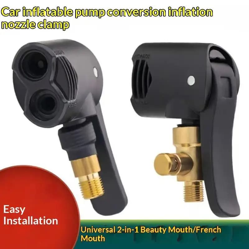 2 In 1 Heavy Duty Bicycle Pump Valve Adapter Metal Air Chuck Nozzle Connector for Car Moto Bike Tire Pumping
