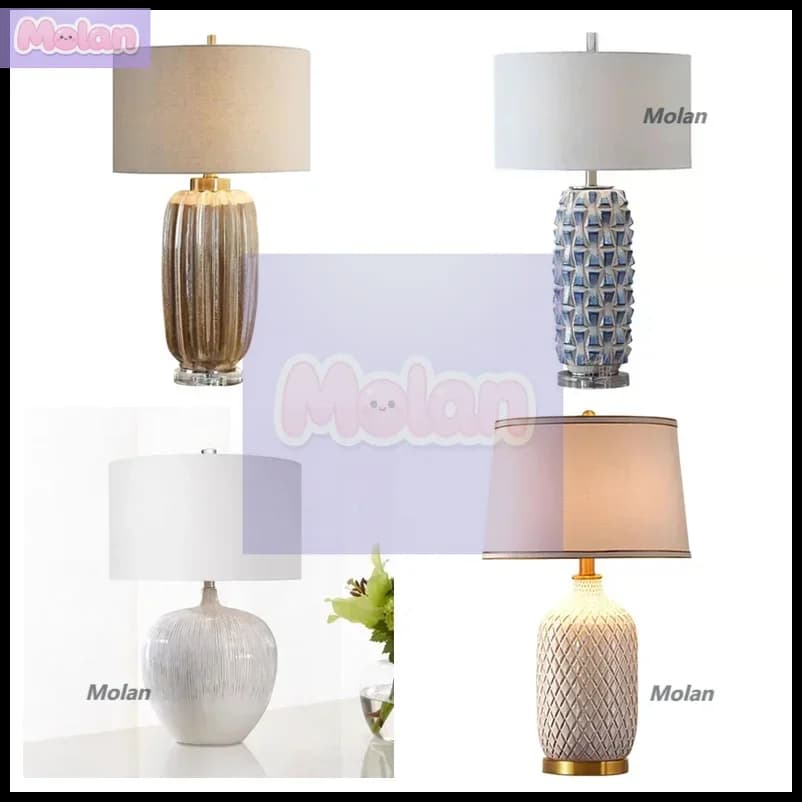 Light luxury table lamp American modern Italian bedroom bedside lamp designer villa living room ceramic table lamp
