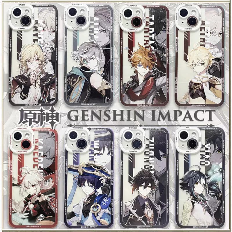 Genshin Impact Case per iPhone 11 12 13 14 15 Pro Max Mini 6 6S 7 8 Plus XR XS Max X Xiao Zhongli Wanderer Alhaitham Cover