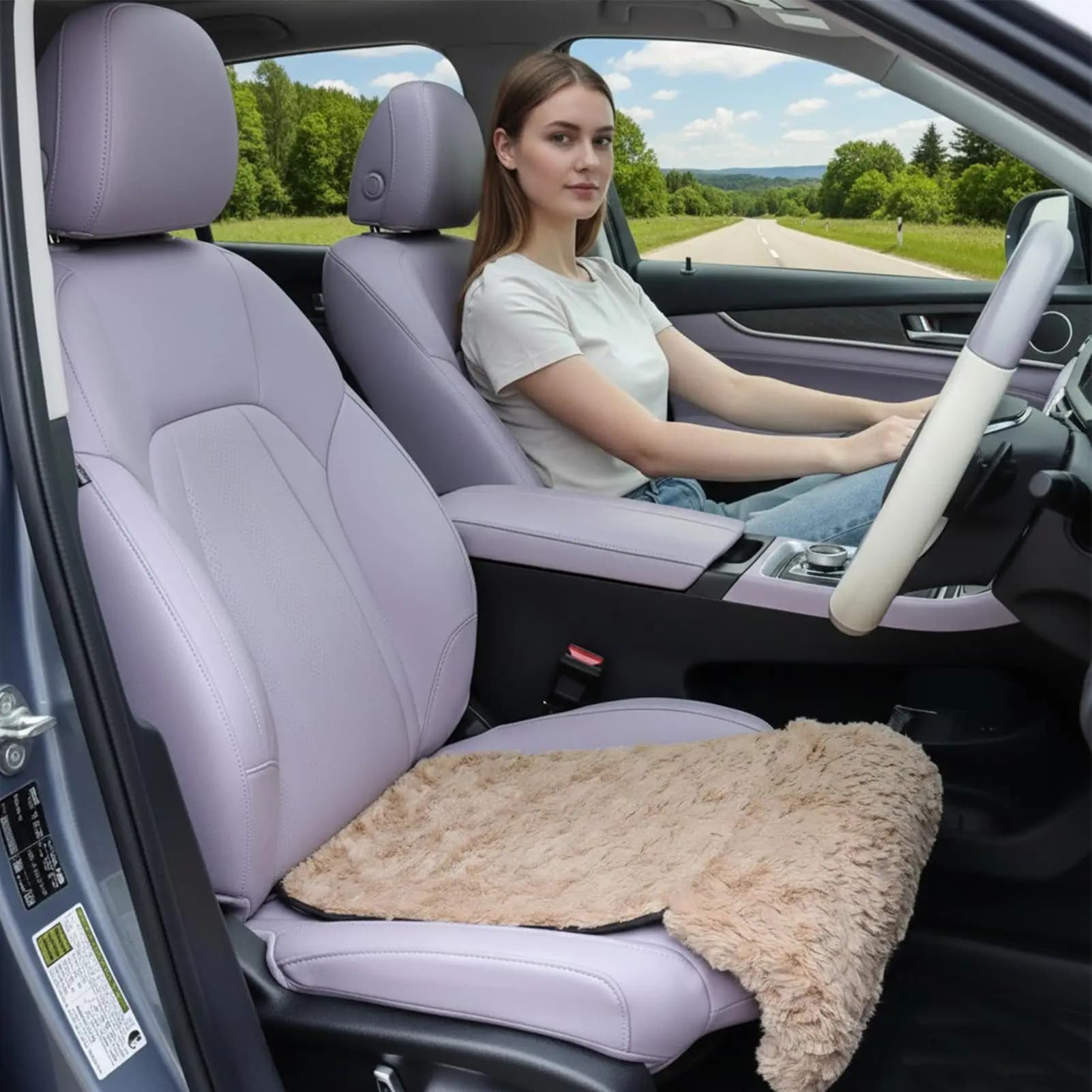 Coprisedile per auto Peluche Cuscino ergonomico antiscivolo Protezioni per seggiolino auto per la guida in famiglia Veicolo invernale per interni ed esterni automobilistico