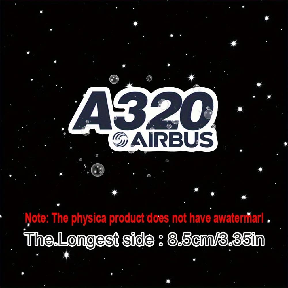 4PCS/SET A320 Aircraft Model Waterproof Sticker Blue White Vinyl Decal for Car Window Laptop Luggage Decor