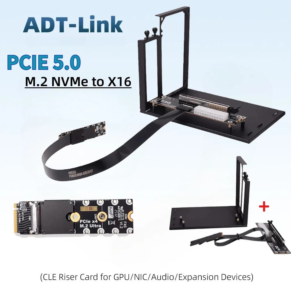 Adattatore eGPU da M.2 NVMe (Key M) a PCI-E 5.0 X16 Gen5 per Notebook ITX/STX, Scheda Grafica Esterna a Docking Station M.2 NVMe