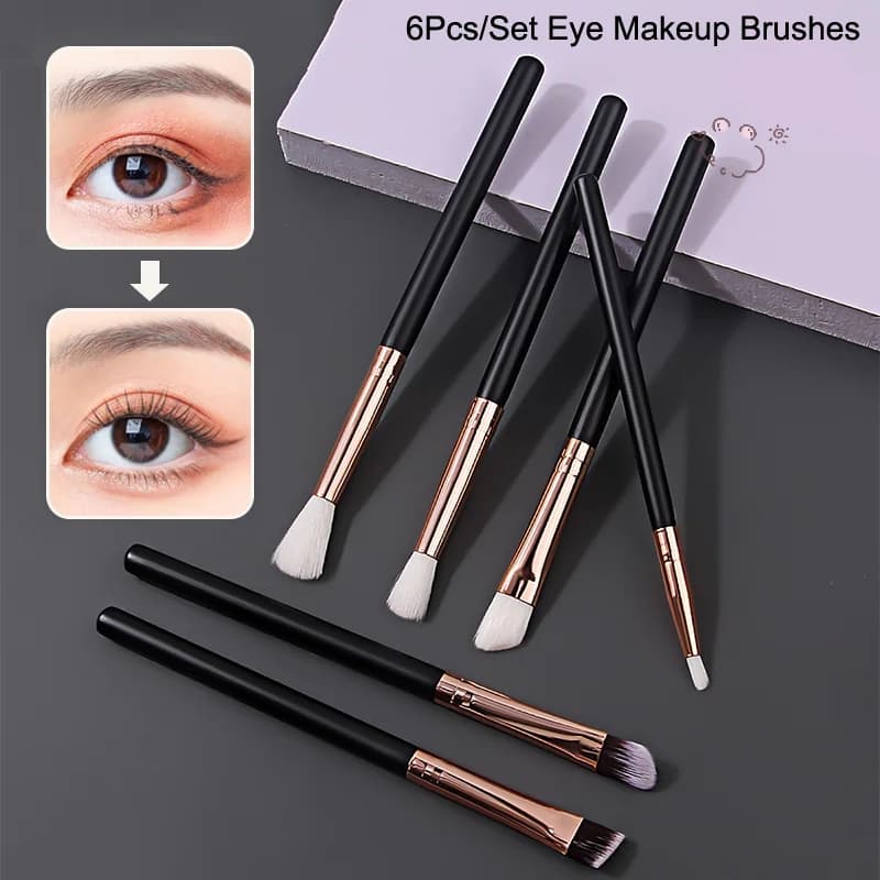 1/6 pezzi manico in legno naturale pennelli per trucco occhi set ombretto pennello contorno sopracciglio eyeliner dettagli cosmetici strumenti per il trucco