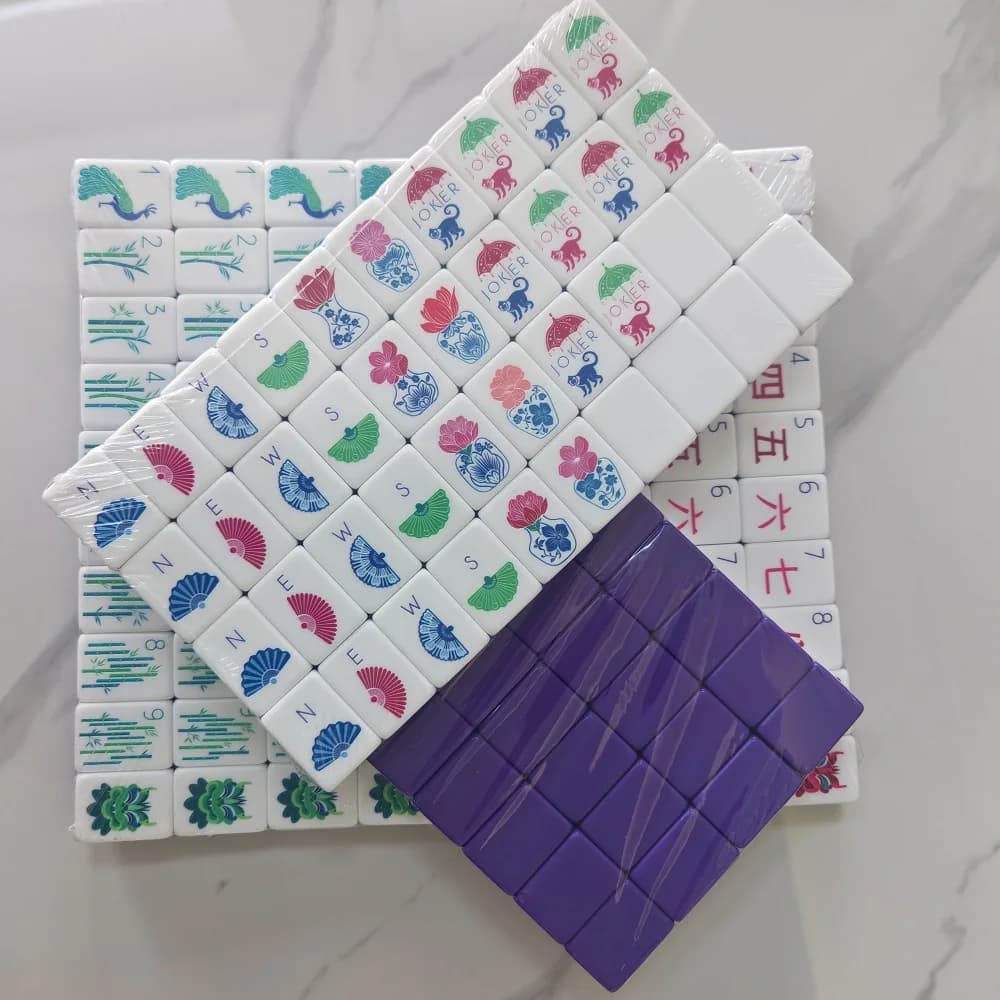 Set di Mahjong Americano OMHJGO in Acrilico Viola Scuro, 160 Tessere, Gioco Portatile per Famiglia e Feste, Regalo