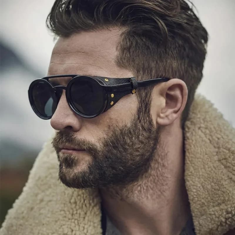 Steampunk Sunglasses Men Round Vintage Punk Sun Glasses Women Brand Design Hiking Driving Shades UV400 Eyewear