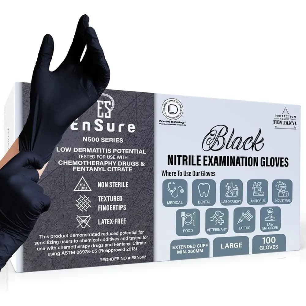 Guanti in Nitrile Resistenti da 5 Mil - Senza Lattice, Senza Polvere, Basso Rischio di Dermatite, Sicuri per la Chemioterapia
