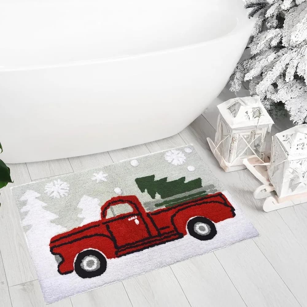 Christmas Grassy Absorbing Water Santa Claus Design Christmas Decorations Bathroom Mat Gingerbread Omino Model Bathroom Mat