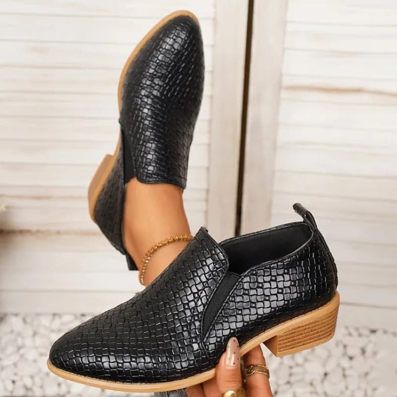 Mocassini da Donna Eleganti con Punta Intrecciata e Tacco Basso, Scarpe Comode da Ufficio e Passeggio