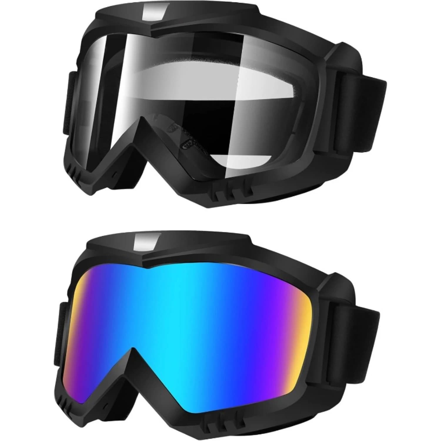 Stylish Dirt Bike Goggles 2 Pack - Windproof Motorcycle ATV Ski Racing Glasses, Ideal Gift for Riding Enthusiasts，Christmas