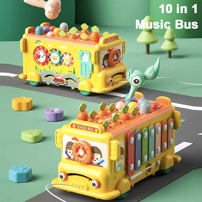 10 in 1 Xilofono multifunzione Bus Car Strumenti musicali Sviluppo del bambino Giocattoli educativi Giocattolo sensoriale Montessori per bambino bambino