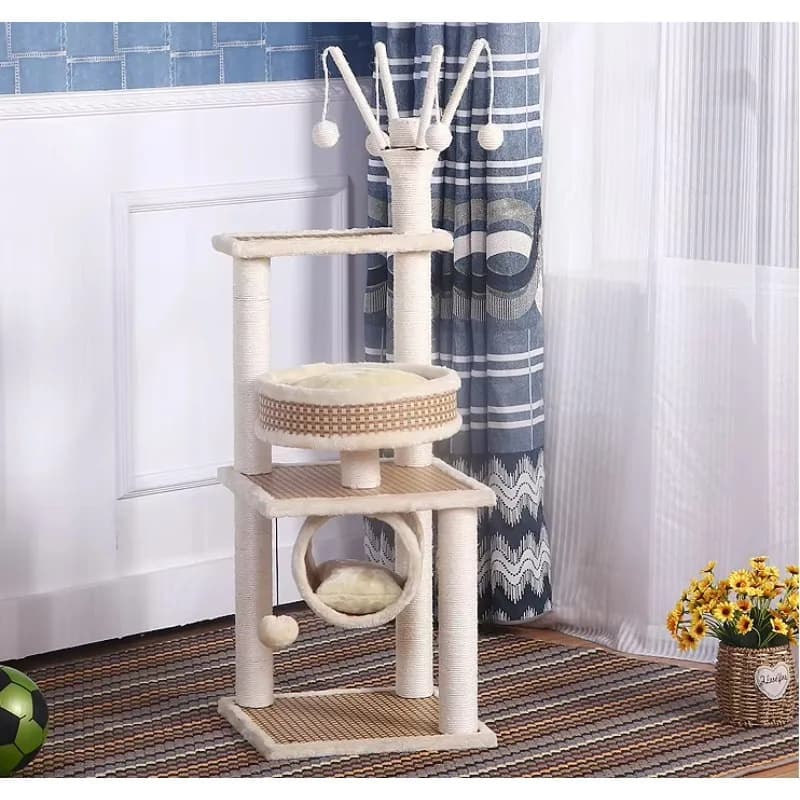 Mobili per gatti in legno peluche Torre per condominio per animali domestici Tiragraffi per gatti Torre per casa sull'albero