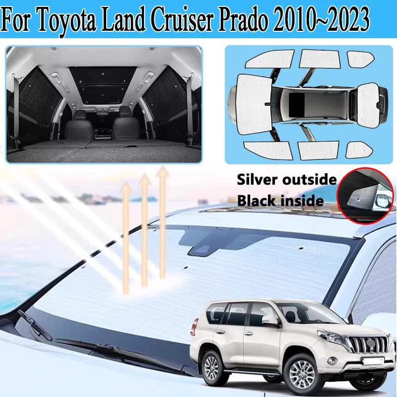 Coperture auto Per Toyota Land Cruiser Prado J150 FJ150 LC150 2010 2011 ~ 2023 Copertura Tende Da Sole Finestra Visiere Protezione Solare Accessori