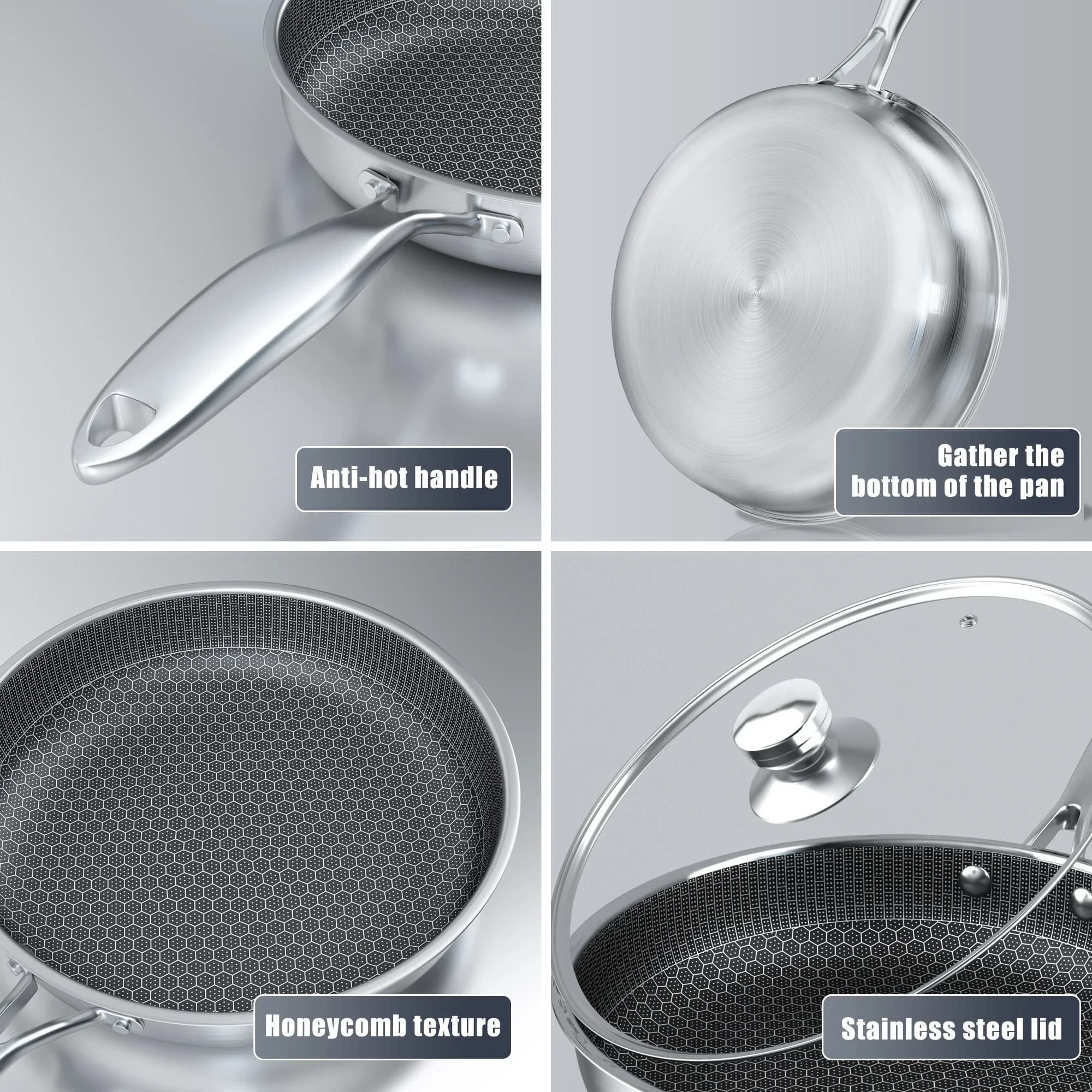 Stainless steel pan 24/26/28/30cm Kitchen non-stick pan Kitchen pan Non-stick pan Induction pan