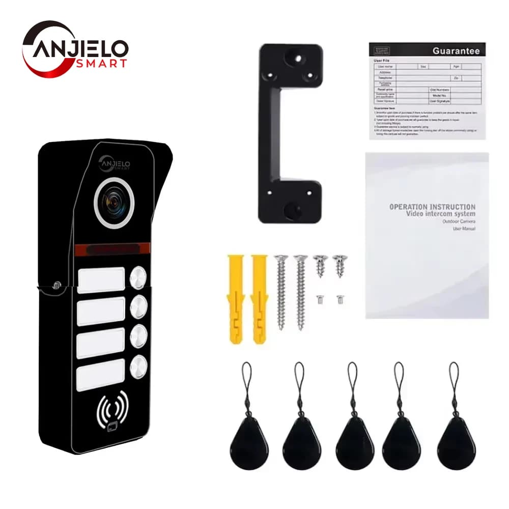 ANJIELO Videocitofono Multifamiglia su un solo lato Campanello in metallo compatibile con CVBS, 720P, 1080P regolabile, visione notturna, 160 °