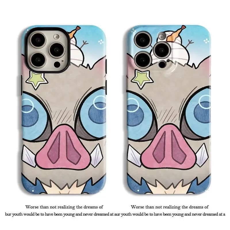Demon Slayer Anime Cartoon Phone Case Inosuke Hashibira Peripheral Goods iphone Protective Case Anti Fall Silicone Kawaii Couple