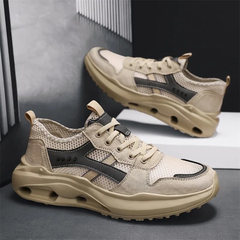 Scarpe sportive da uomo, vera pelle, casual estive, traspiranti, scarpe in rete traforata, scarpe da corsa, leggere, antiscivolo, alla moda