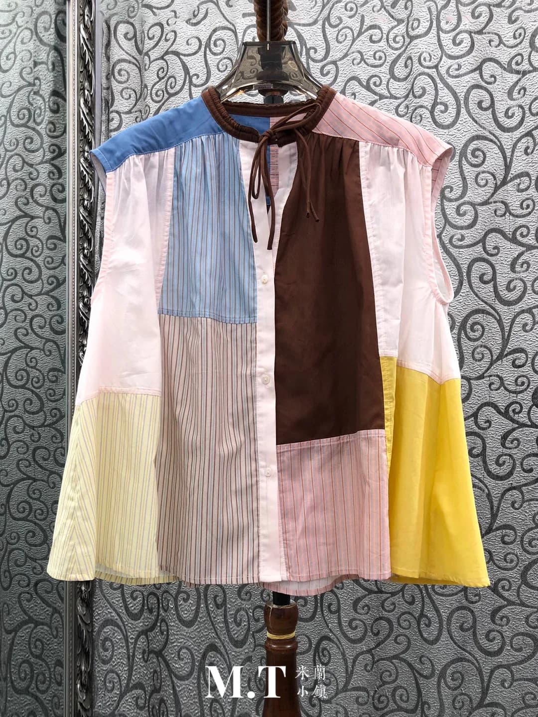 Loose Striped Sleeveless Open Front Vest Top with Belt Street Style Women's Summer Fashion Casual Wear Polyester Fiber
