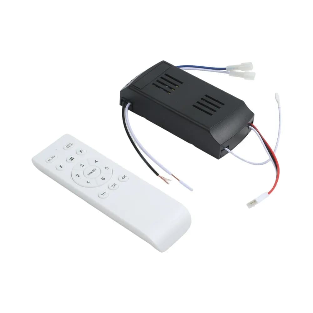 Wireless Ceiling Fan Controller And Receiver Set, DC 24V 35W, 6-Speed Adjustment With Light On/Off, Timing Settings