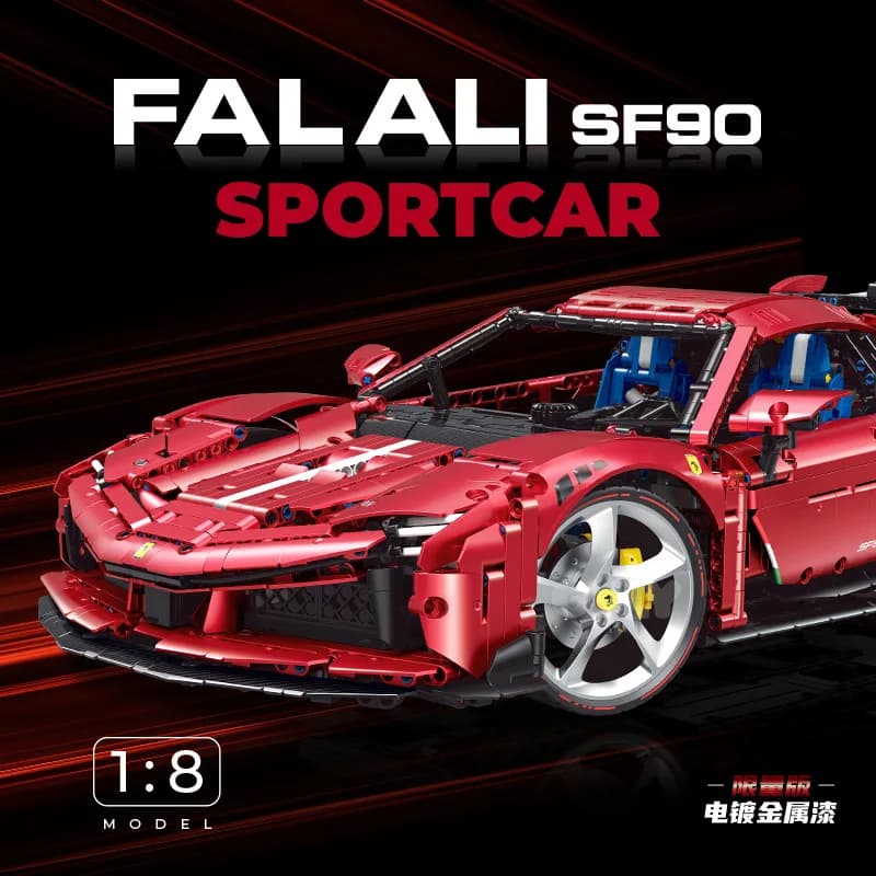 Super sports car 1:8 creative static model, challenging assembly model, educational toy figurine, birthday gift