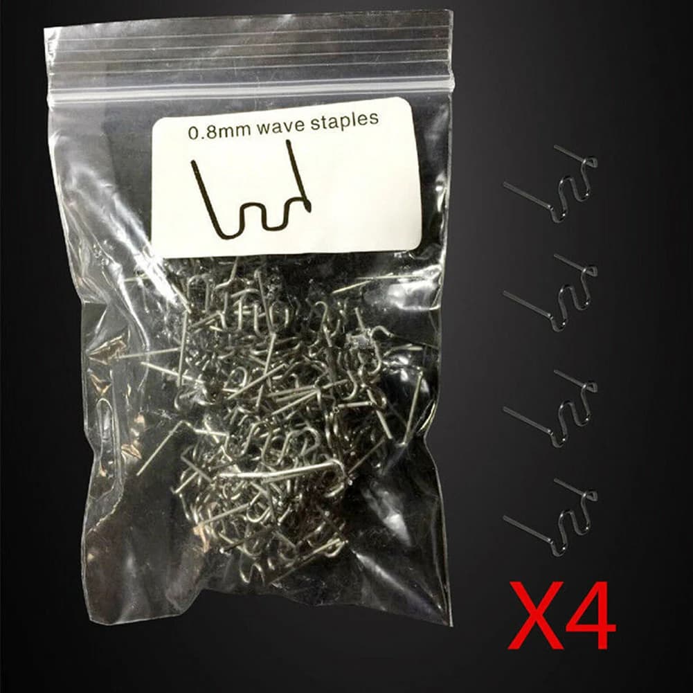 400 pz. Graffette a caldo da 0,8 mm per riparazione paraurti auto, chiodi a onda per saldatura, in acciaio inossidabile argentato, strumenti per riparazione macchine