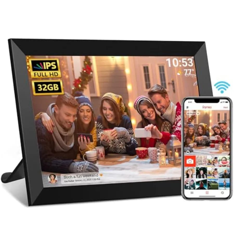 Cornice Digitale FRAMEO 10.1 Pollici WiFi con Schermo Touch IPS HD 1280x800, Memoria 32GB, Rotazione Automatica, Montabile a Parete