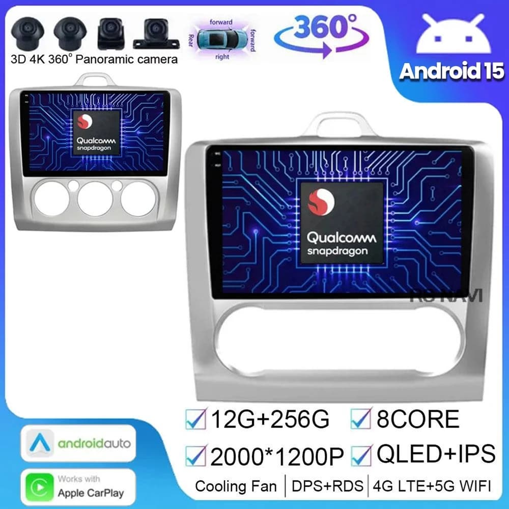 Android 15 For Ford Focus 2 3 Mk2 Mk3 2004 2005 - 2011 Navigation GPS Car Radio Multimedia Player QLED BT Auto Head Unit 5G WIFI