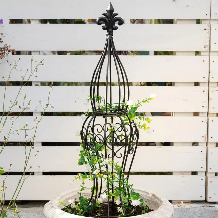 Metal garden tray for climbing plants 29,5 x 6,3 inch, durable iron structure, easy to mount, perfect for pot and R climbing plants
