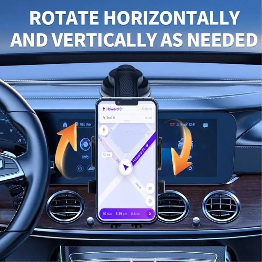 Upgraded Car Phone Holder With Adjustable Arm, Strong Suction Cup, Ergonomic Grip, Compatible With iPhone Android