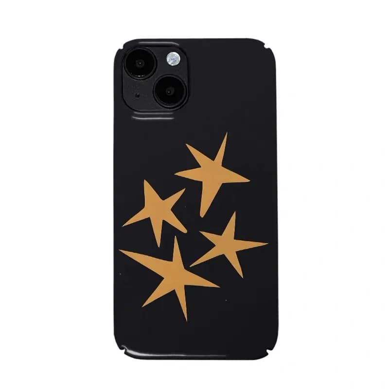 Custodia per telefono arancione con stelle sfondo nero per IPHONE 17 Air 16E 15 PROMAX 14 Plus 13 12MINI 11 16Plus XR Cover per telefono in acrilico