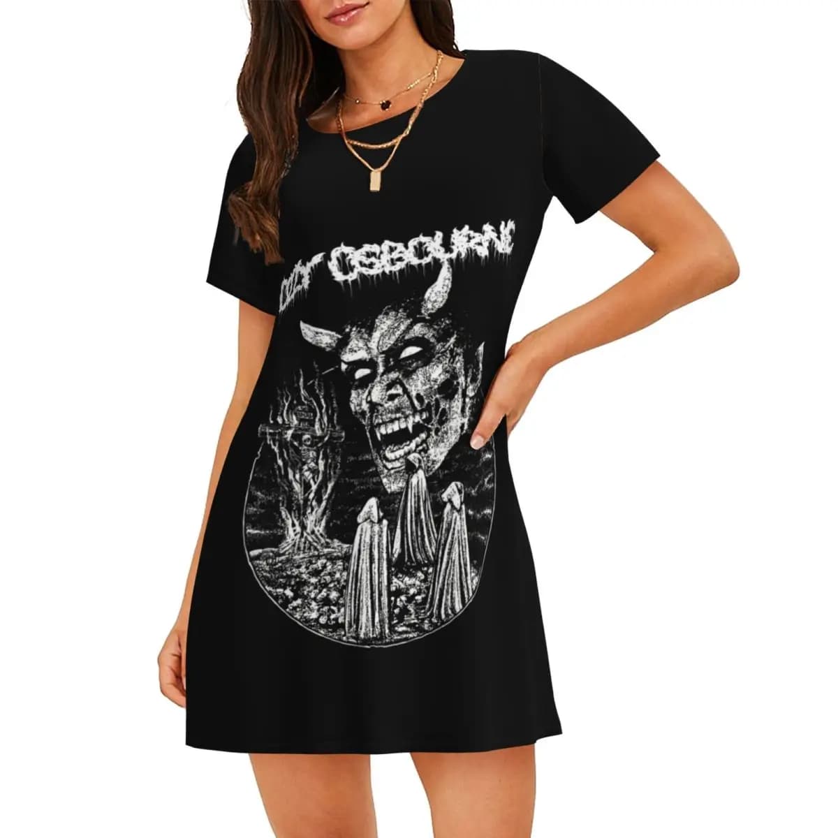 Personalizzato Ozzy Osbourne Camicia da notte da donna Indumenti da notte Maniche corte Stampa 3D Glam Metal Musica per le vacanze Sleepdress Pigiama da donna