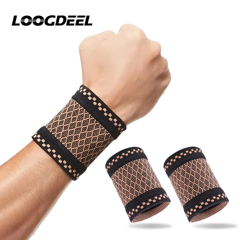 LOOGDEEL 1 paio di protezioni per il polso in rame, polsini a compressione elastica, sport professionali, fitness, tutore per il polso, supporto per la protezione del polso