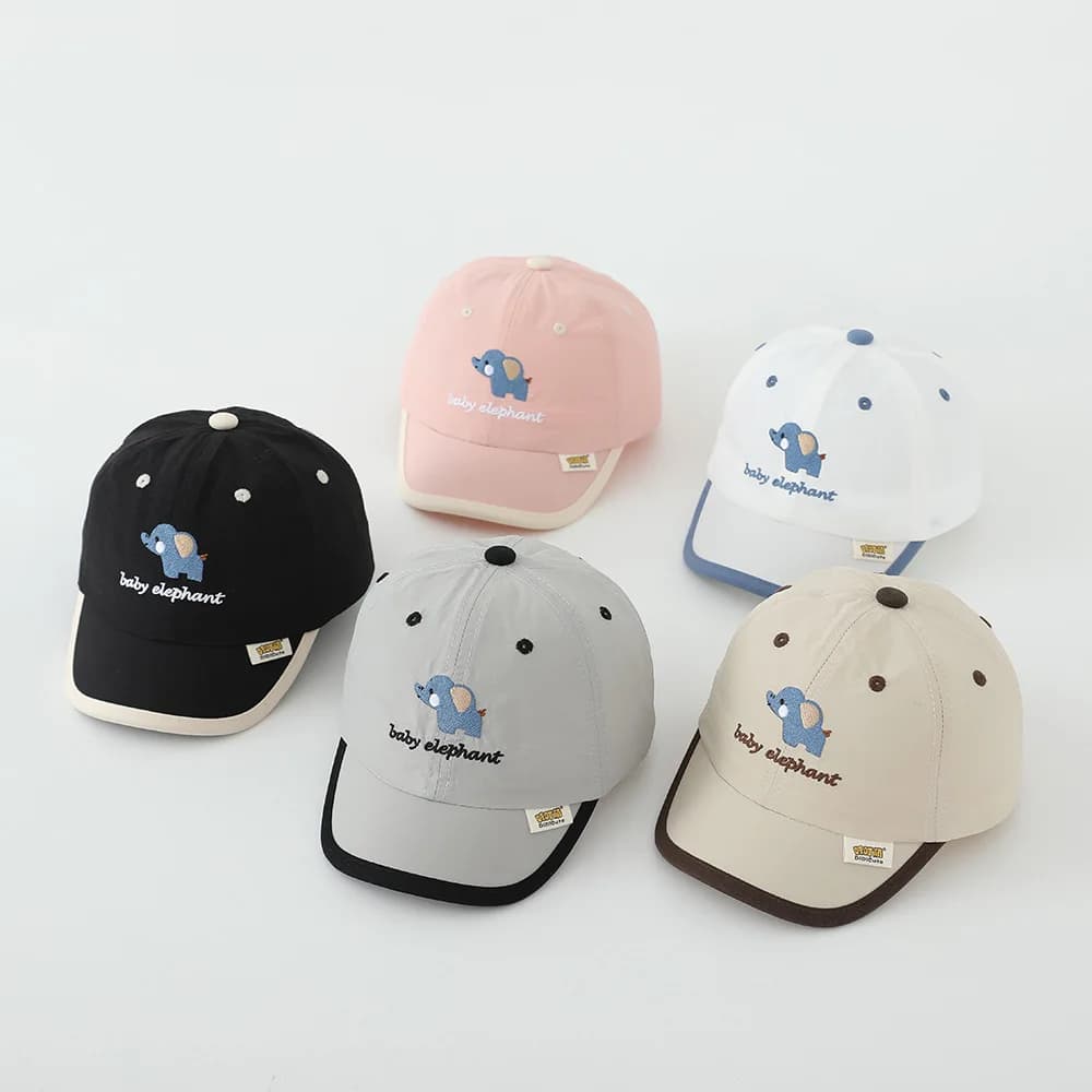 Cappello da bambino Primavera ed estate Sottile berretto da lettera coreano Ragazzi Ragazze Cartoon Elefante Cappello da sole Nuovo berretto da baseball per bambini ad asciugatura rapida