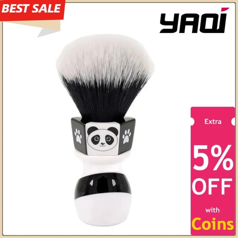 Yaqi Nuova Originalità Il Panda Tuxedo Nodo 24mm Pennello da barba da uomo Minimalismo Strumento portatile per la pulizia della barba da viaggio per uomo