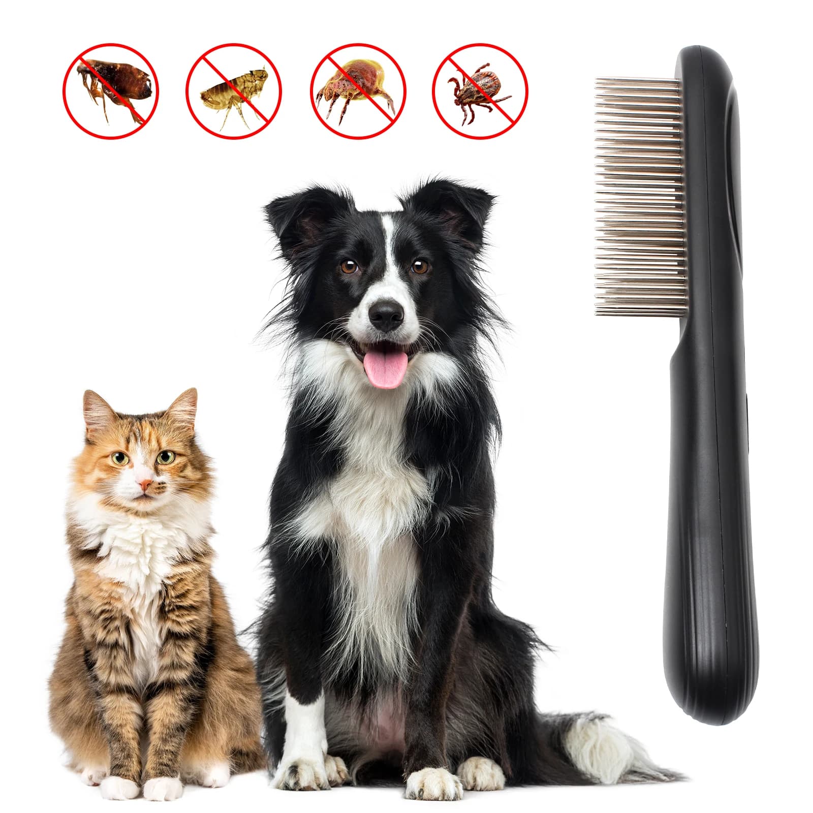 Spazzola Elettrica per Animali Domestici, Strumento di Toelettatura a Denti Fini, Pettine per Pulci e Lenti per Cani e Gatti