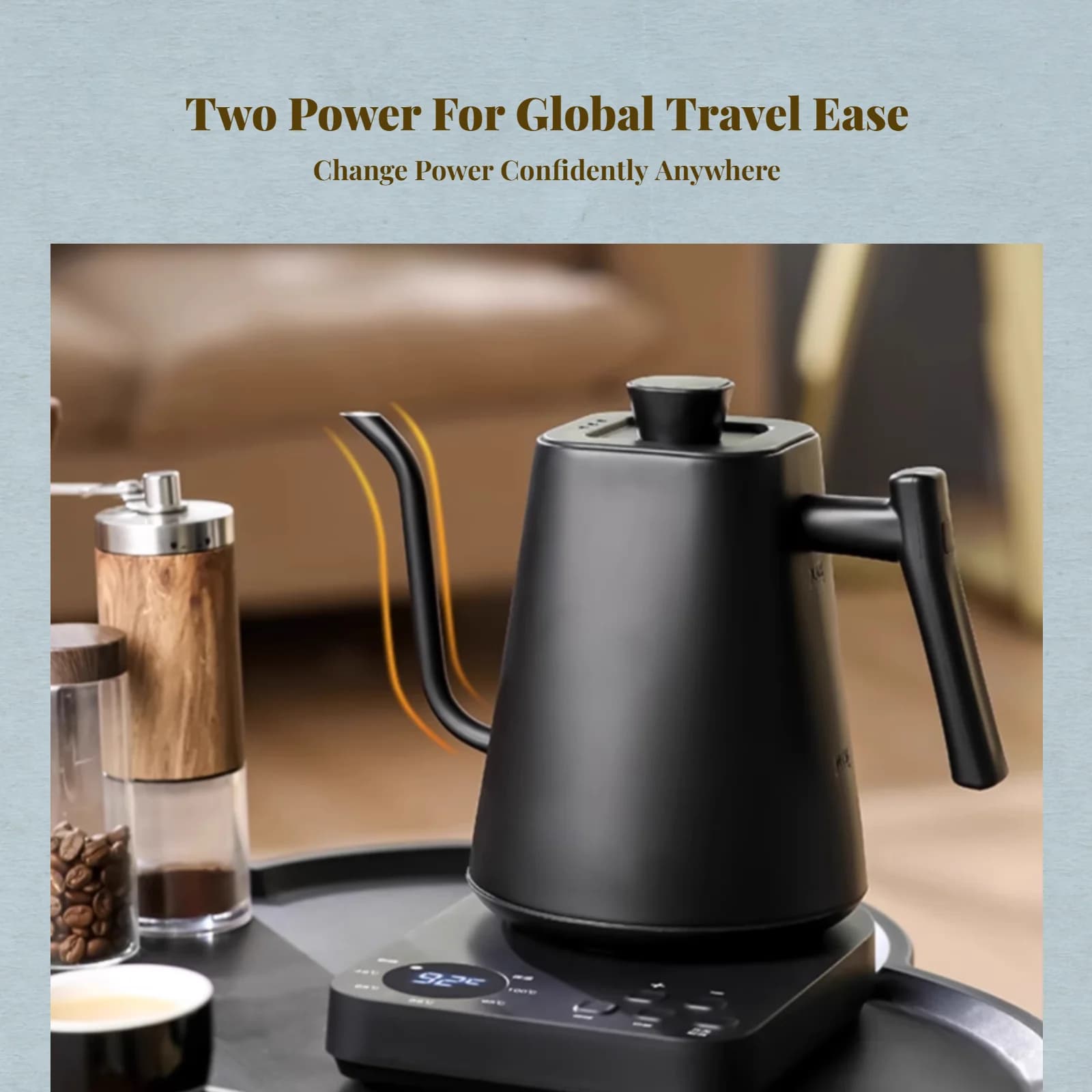 Gooseneck kettle with thermometer