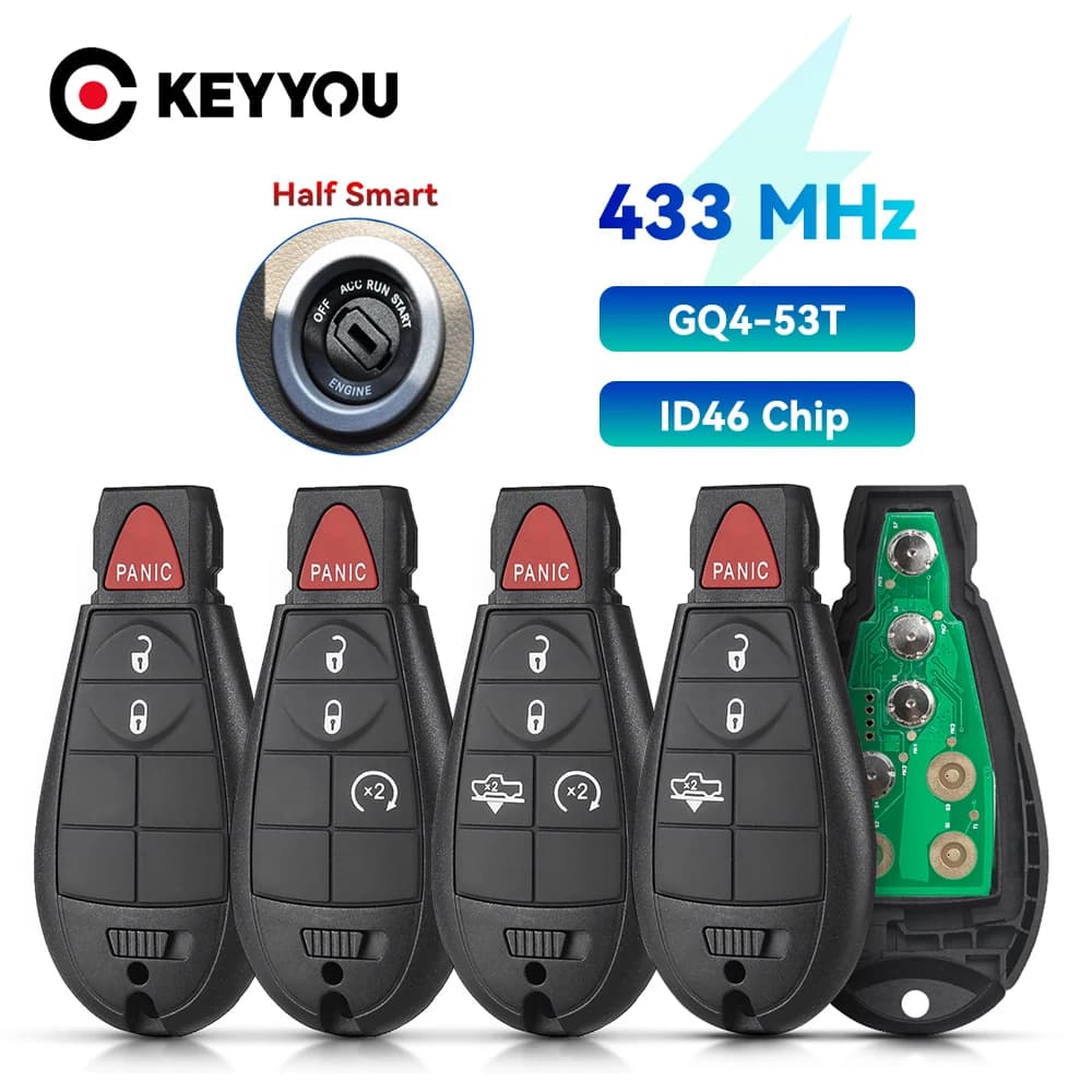 KEYYOU GQ4-53T Fobik Chiave A Distanza Intelligente Per Auto 433MHz ID46 Chip Per Dodge RAM 1500 2500 3500 4500 2013 2014 2015 2016 2017 2018