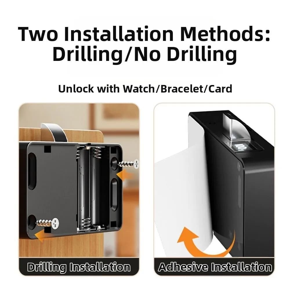 Non Perforated NFC Sensing Drawer Card Lock Invisible Design Card Swiping Invisible Smart Lock Double Opening Battery Display
