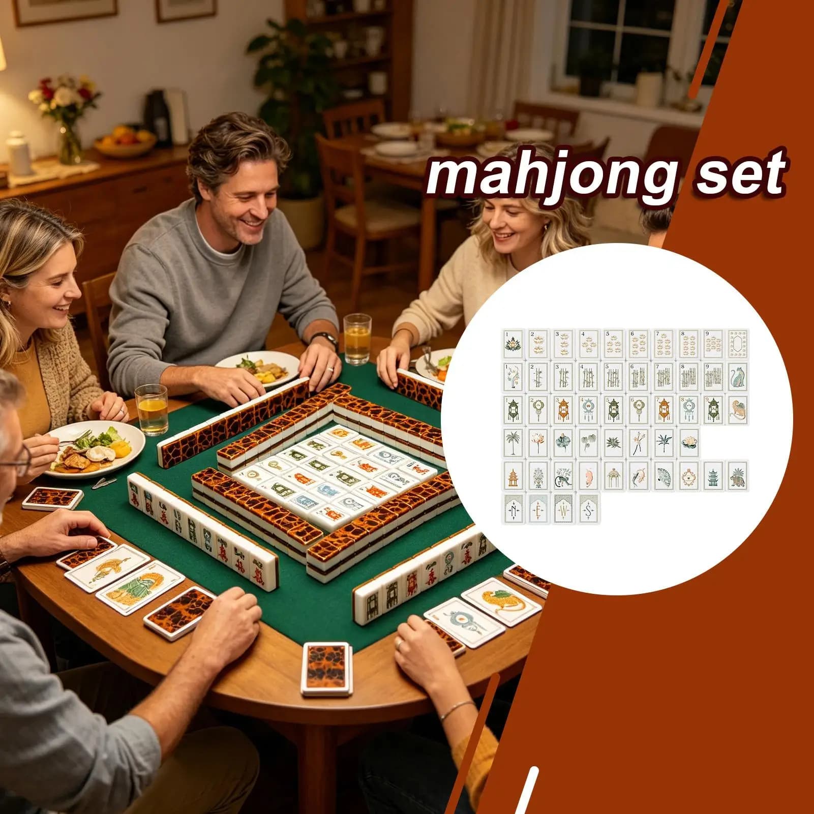 Mahjong Tiles 160 Piece Acrylic American Engraved Game with Dice 4 Layer American Mahjong for Home Trips Travel Pool Adults