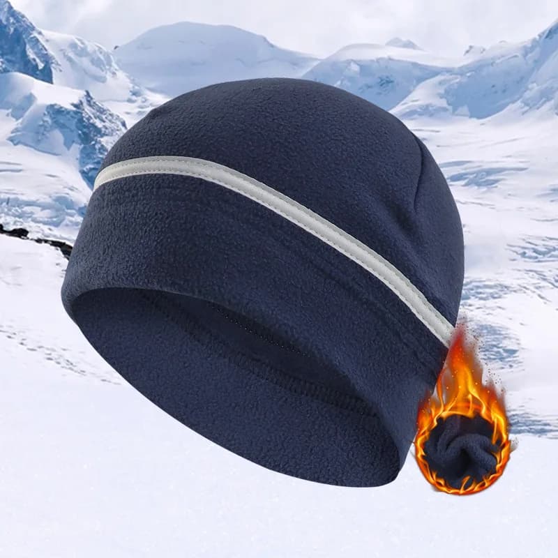 Cappello in pile con strisce riflettenti: cappello resistente al freddo, cappello caldo da ciclismo, cappello da sci, cappello con protezione per le orecchie per la corsa notturna