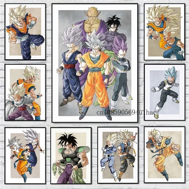 Bandai Anime Canvas Painting HD Poster Wall Art Print Dragon Ball Son Goku Immagini decorative classiche per soggiorno Senza cornice