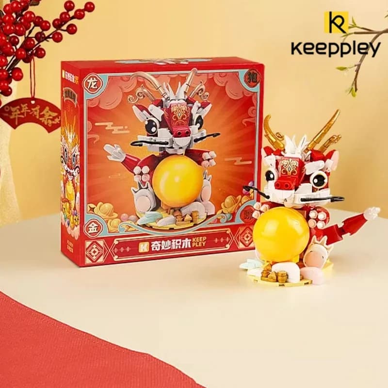 keeppley Drago Cinese Building Blocks Fantastici ornamenti di Capodanno Giocattoli per bambini Regali di compleanno Figure di assemblaggio Kawaii