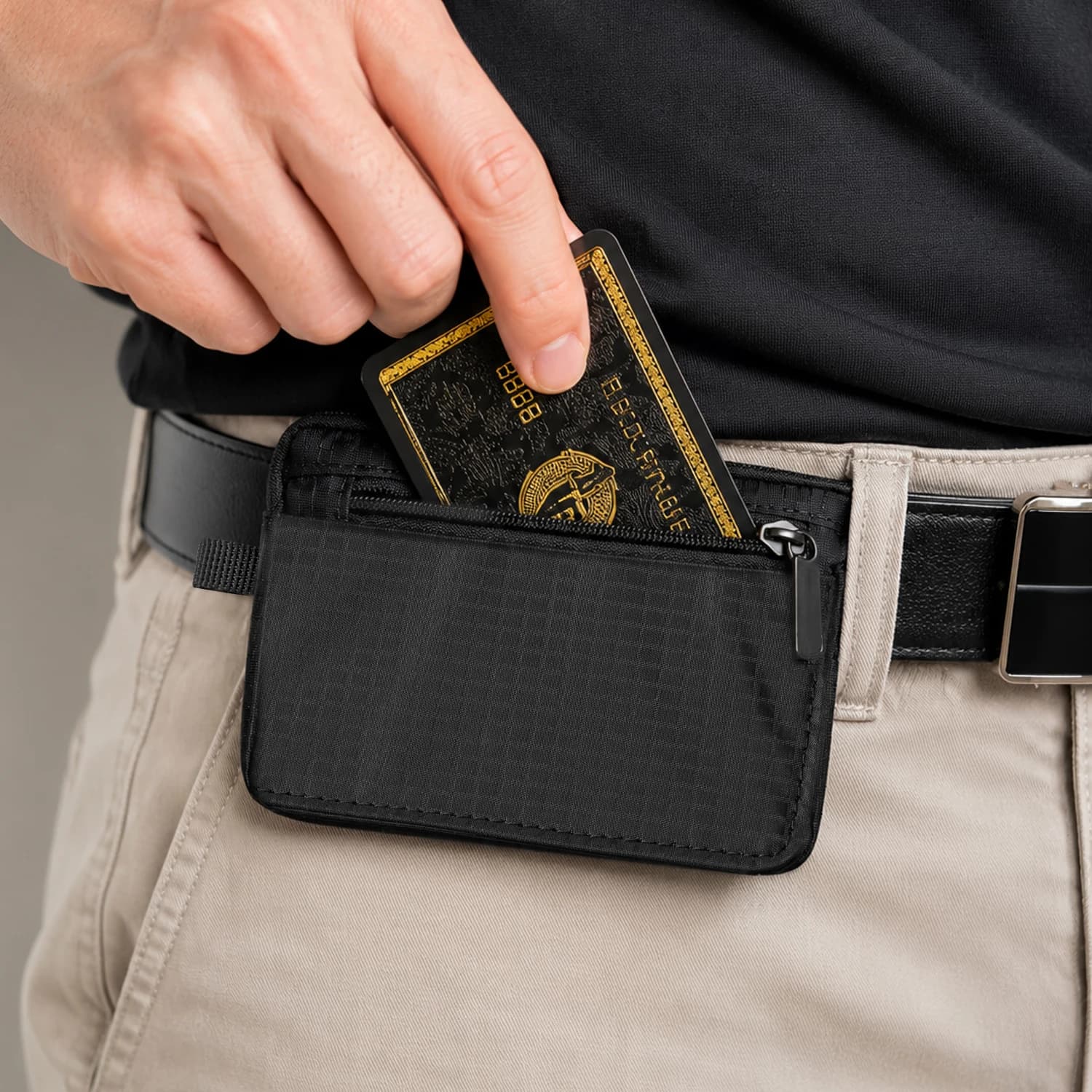 Anti-Theft RFID Blocking Travel Pouch Money Belt Bag for Men & Women Small Wallet for Credit Card ID Cash Passport