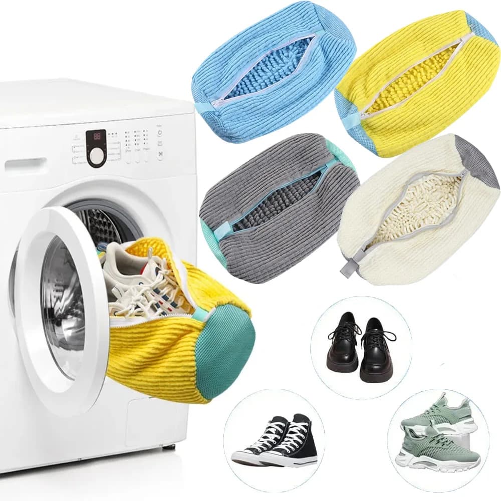 Washer Bag for Dryer Laundry Built-in Shoe Cleaning, Washing Machine Reusable Mild Clothing Extra Large Durable Sh