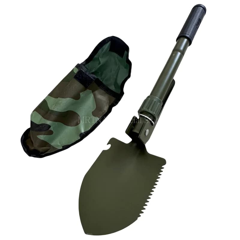 Portable folding door mounted camping tent outdoor shovel survival tool for self-defense compass bag