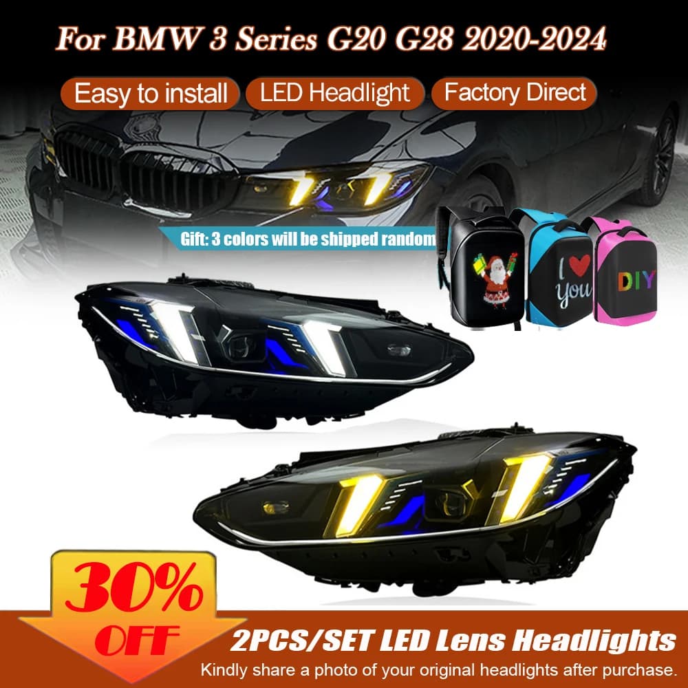 For BMW G20 G28 3 Series 2019-2025 LED Laser Headlights Assembly Upgrade Plug And Play Auto Headlamps 318i 320i 330i 335i M340i