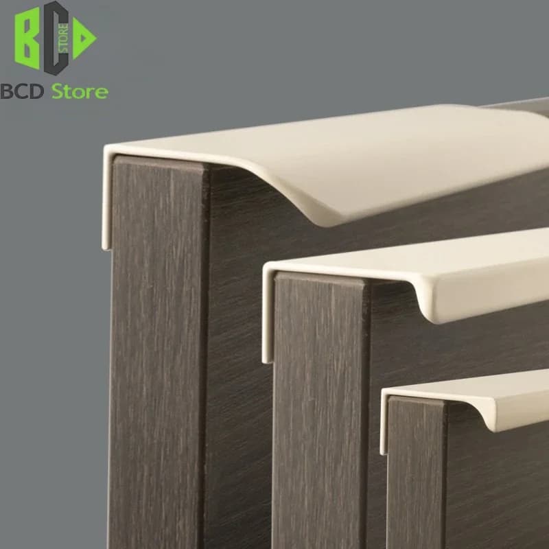 Maniglie per mobili da cucina minimaliste, guardaroba con bordi invisibili, maniglie per cassetti ad arco beige kaki per ferramenta per mobili