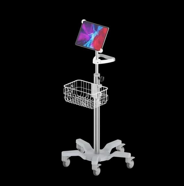 Carrello Mobile per Tablet Medico e Supporto per Monitor con Cestello, Carrello Ospedaliero, Arredamento Ospedaliero in Metallo