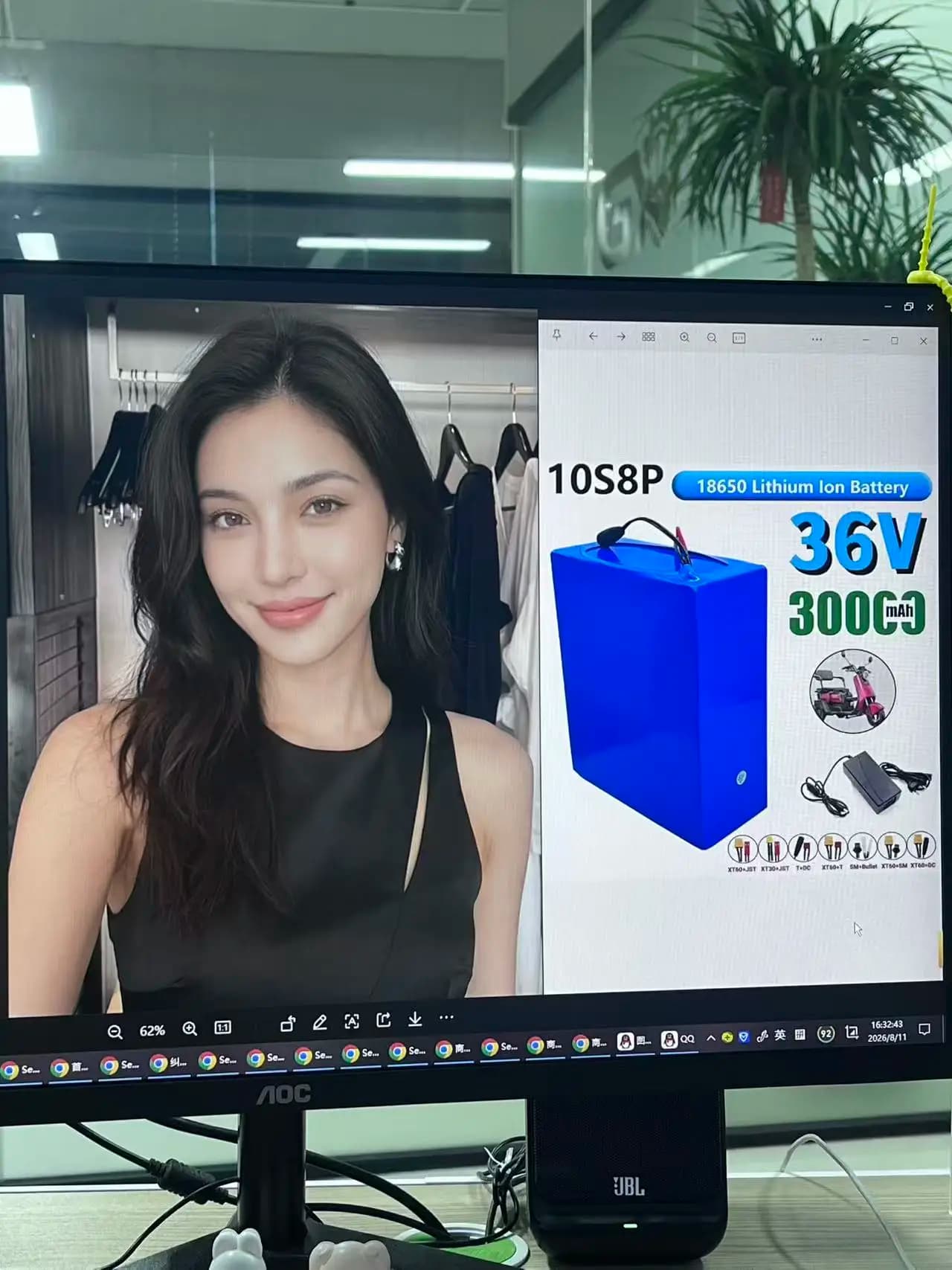 36V 30Ah 1500W high-power built-in BMS, New 18650 10S8P A-class lithium battery pack, suitable for various energy storage back