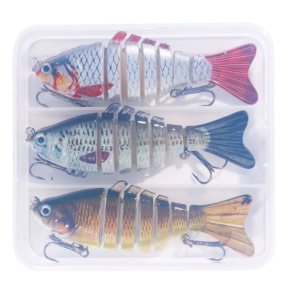 3 pz/scatola Wobbler Da Pesca Realistico 7 Segmenti Swimbait Crankbait Esca Dura Lento 9.7 cm/14.7g Isca Esche Artificiali Attrezzatura Da Pesca